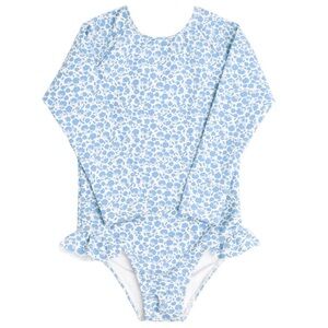 Minnow blue white floral rash guard swim suit size 1